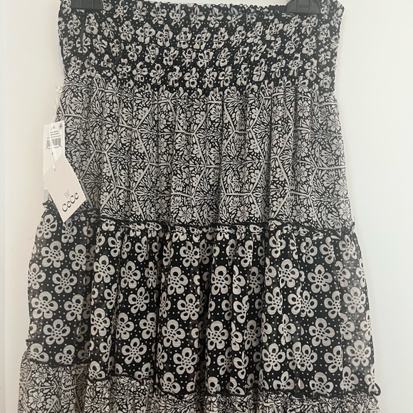 NWT Cece Women's Printed Tiered Smock-Waist Maxi Skirt - Picture 6 of 9